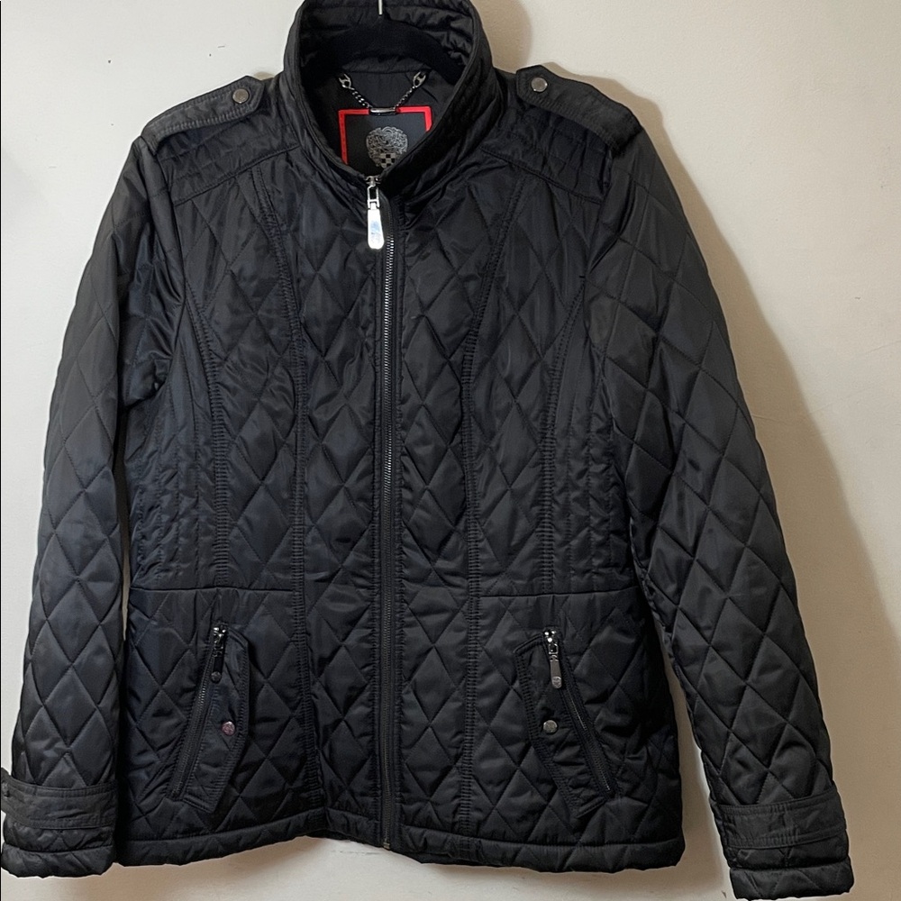 Vince Camuto Black and Red Quilted Jacket